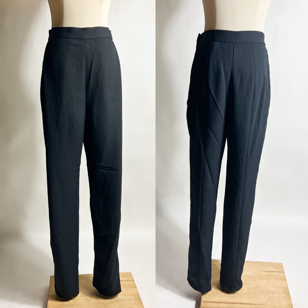 RACHEL COMEY High Rise Taper Leg Black/Navy Drapey Trouser Pant Womens 4